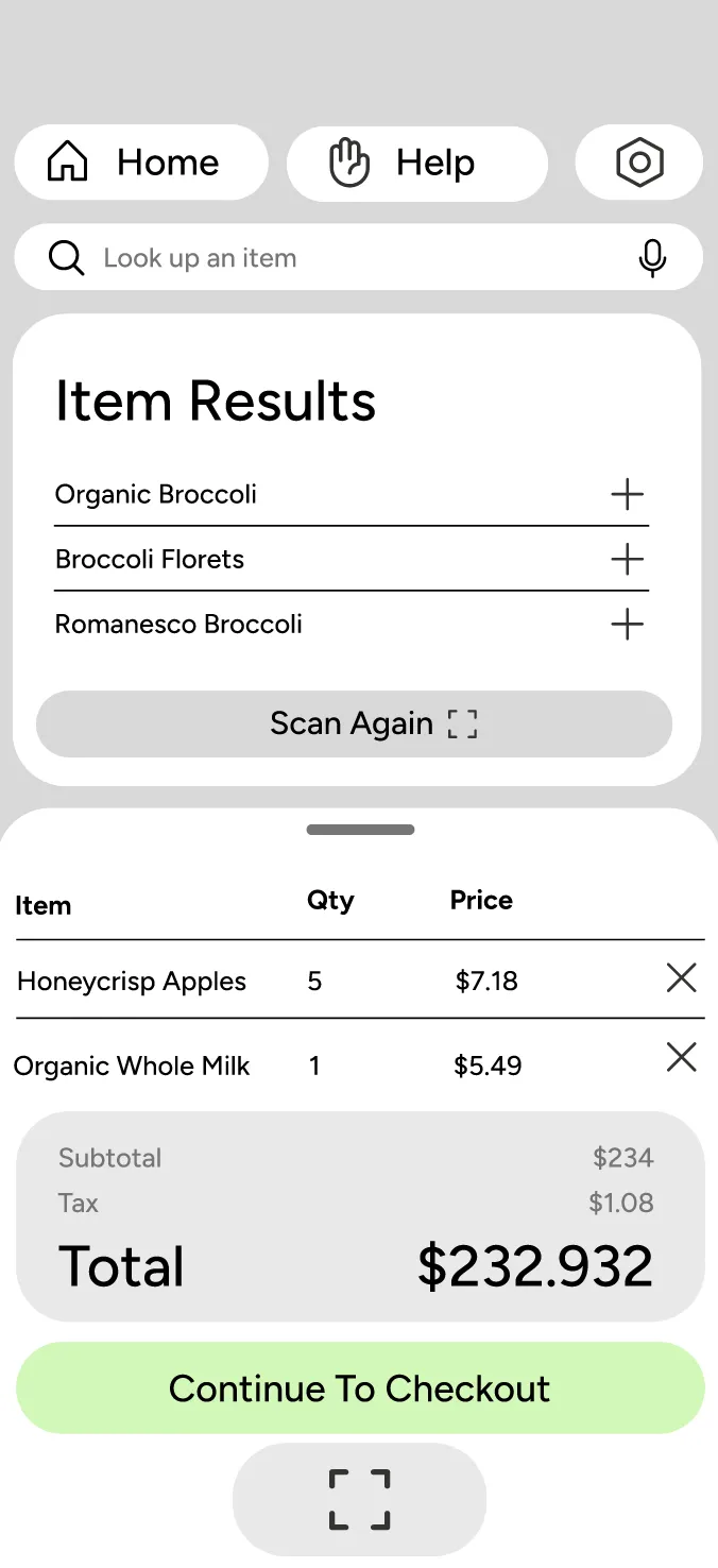 Terminal item results wireframe